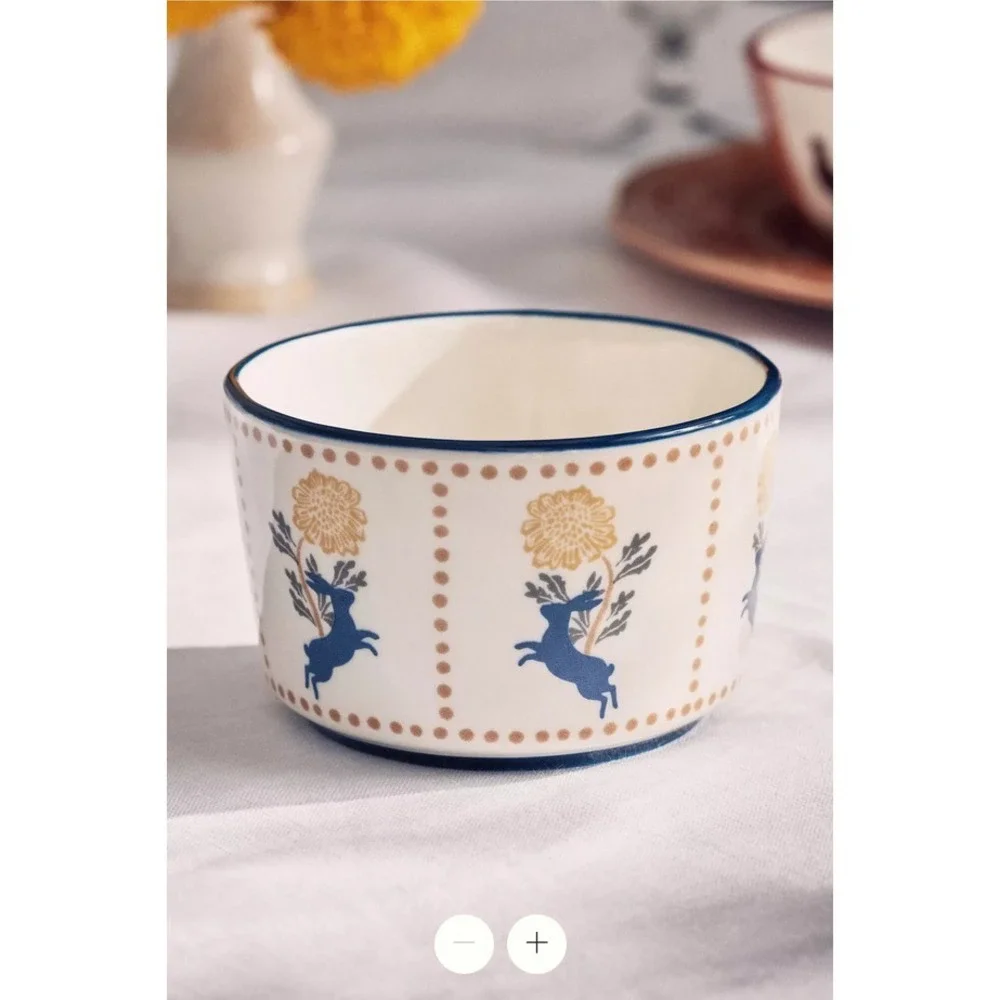Anthropologie Millie Stoneware Berry Basket Bowl Rabbit Refrigerator‎ Farmhouse